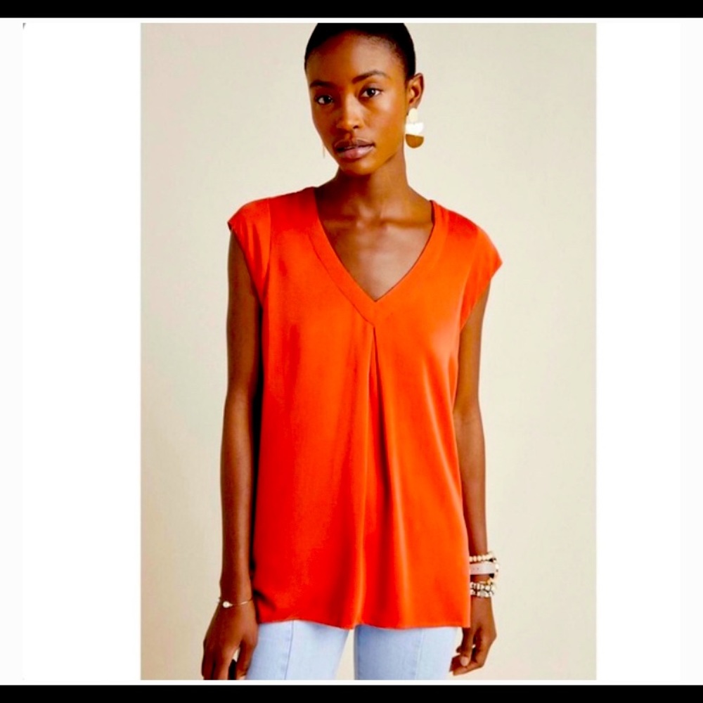 Anthropologie Maeve Sleeveless Shirt with Back Cut-Outs